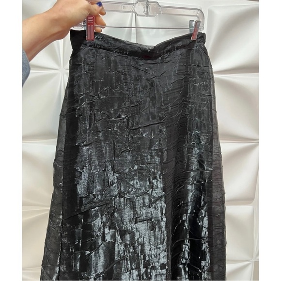 Crimson by Lawrence Kurtz Sz 12 Long Black Metallic Silver Maxi Formal Skirt - Picture 3 of 8